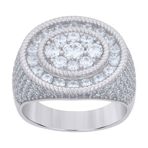 925 Sterling Silver Mens Cubic-Zirconia Fashion Ring Size 12